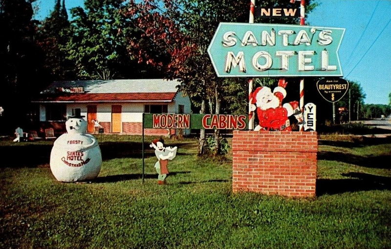 Santas Motel - Vintage Post Card